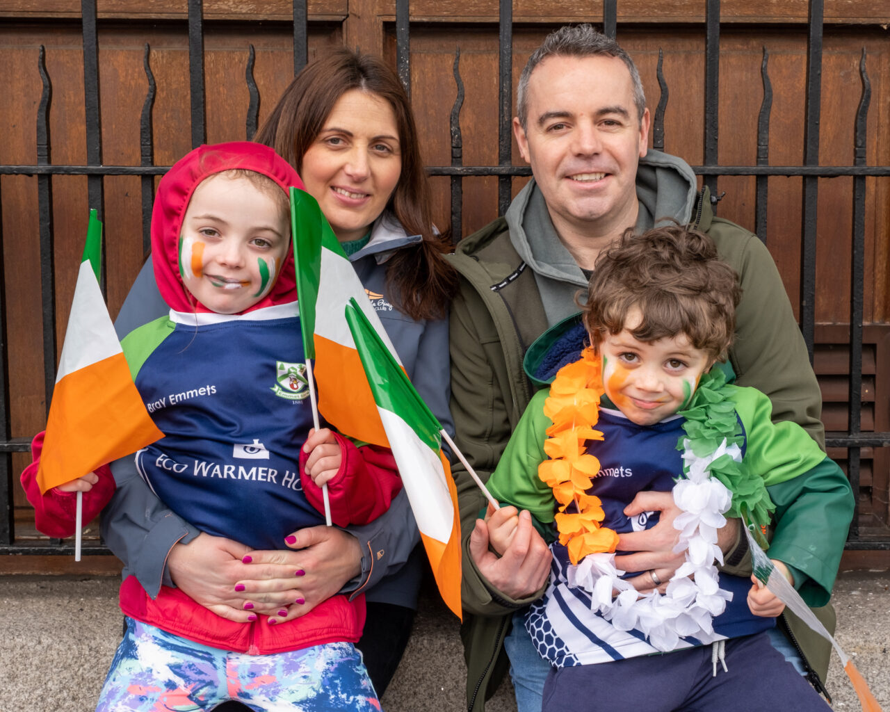 St Patrick\'s Day Parade Bray. Gemma, Andy, Sabha and Ben Galligan